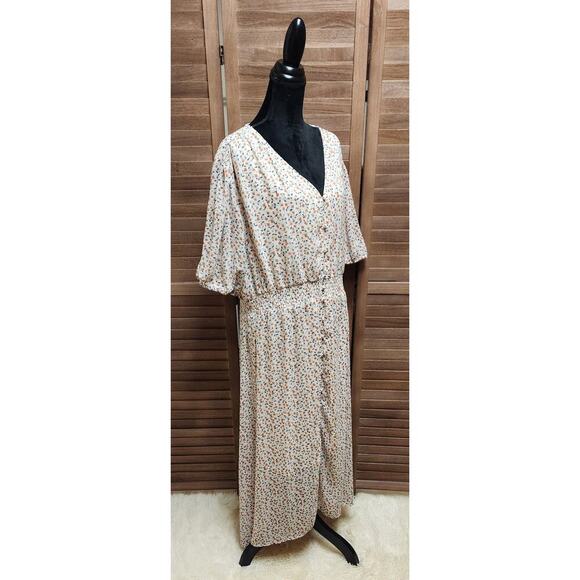 Hayden Los Angeles Midi Floral High Low Sheer Short-Sleeve Dress Plus Size 3X - Picture 3 of 8